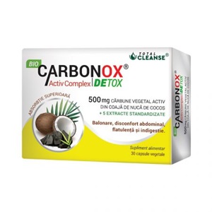 Bio Carbonox Activ Complex Detox, 500 mg, 30 capsule vegetale, Cosmopharm