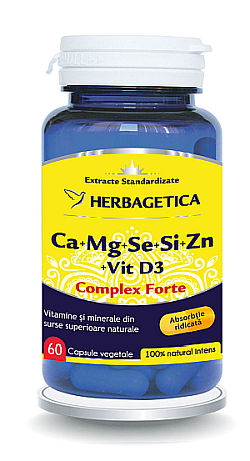 Ca+Mg+Se+Si+Zn cu Vit D3 Complex Forte, Herbagetica