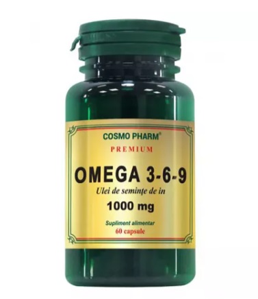 Omega 3-6-9 Ulei seminte de in 1000mg, 60 capsule, Cosmopharm