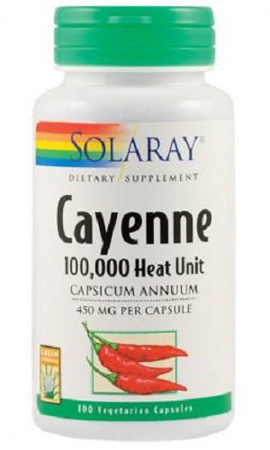Cayenne (Ardei iute) 450mg, 100 capsule vegetale, Secom 