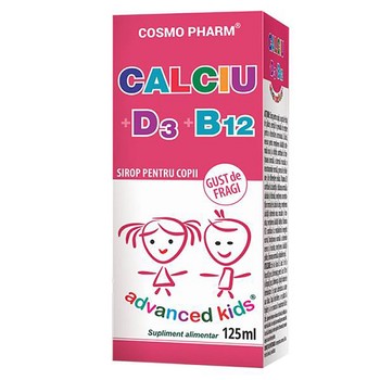 Sirop Calciu + D3 + B12, 125 ml, Cosmopharm