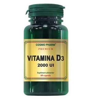 Vitamina D3 2000UI, 60 capsule, Cosmopharm