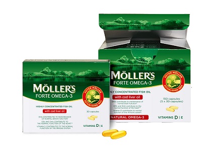 MÖLLER’S FORTE OMEGA-3 WITH COD LIVER OIL, 150 capsule