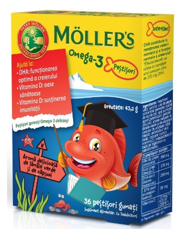 MOLLER’S Omega-3 Fishes, Capsuni, 36 jeleuri, Orkla Health