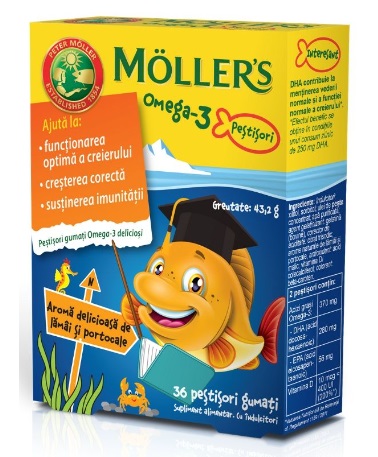 MOLLER’S Omega-3 Fishes, Portocale, 36 jeleuri, Orkla Health