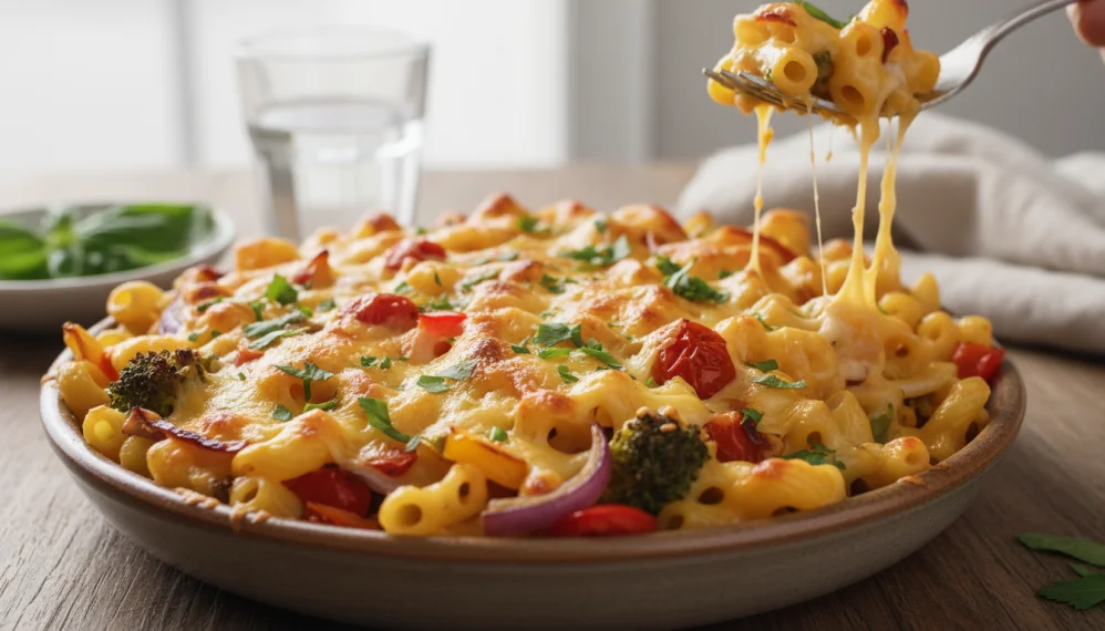 Macaroane cu branza si legume