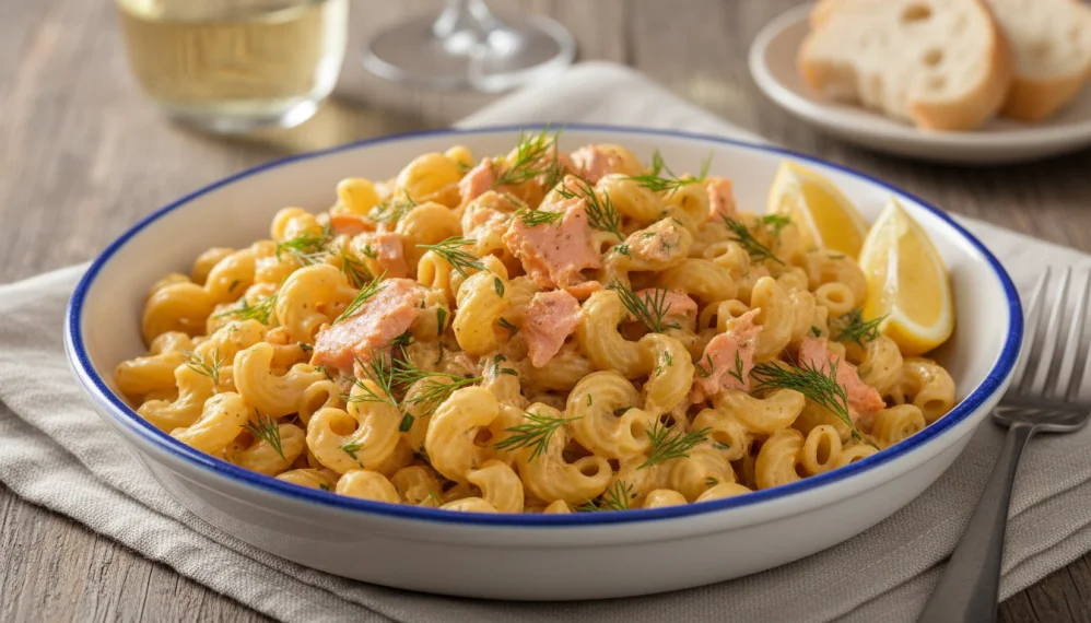 Macaroane cu somon si marar