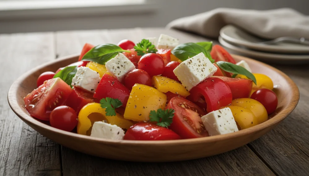 Salata cu rosii, ardei si branza