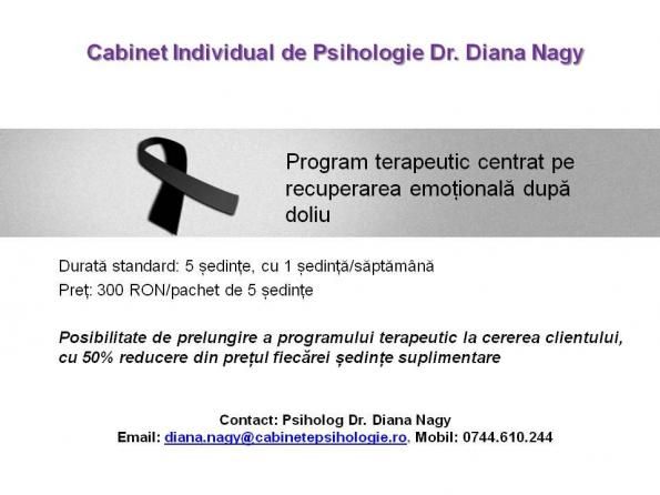 Program terapeutic centrat pe recuperarea emotionala dupa doliu