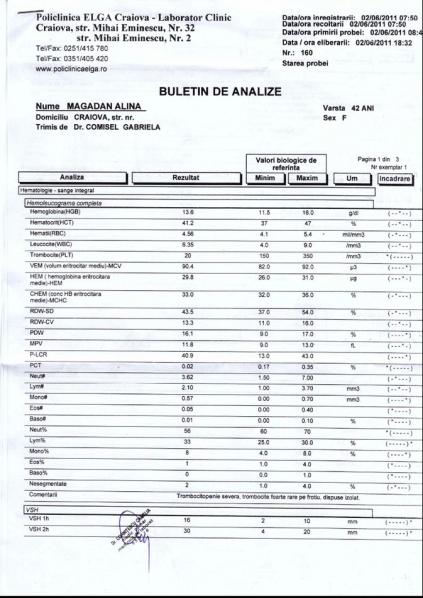 rrezultatul hemoleucogramei